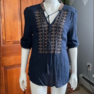 Navy Sheer Blouse S